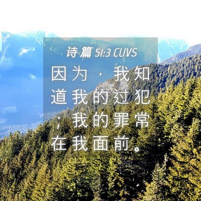 Picture 04 - 诗 篇 51:3 CUVS - 因 为 ， 我 知 道 我 的 过 犯 ； 我 - Bible Verse Picture