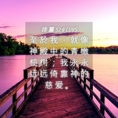 Picture 04 - 诗 篇 52:8 CUVS - 至 於 我 ， 就 像 神 殿 中 的 青 橄 - Bible Verse Picture