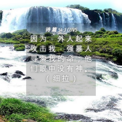 Picture 04 - 诗 篇 54:3 CUVS - 因 为 ， 外 人 起 来 攻 击 我 ， 强 - Bible Verse Picture