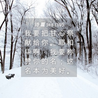 Picture 04 - 诗 篇 54:6 CUVS - 我 要 把 甘 心 祭 献 给 你 。 耶 和 - Bible Verse Picture