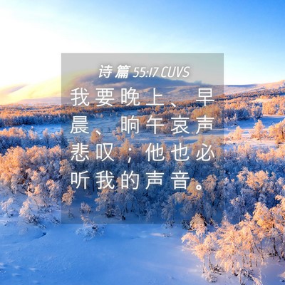 Picture 04 - 诗 篇 55:17 CUVS - 我 要 晚 上 、 早 晨 、 晌 午 哀 声 - Bible Verse Picture