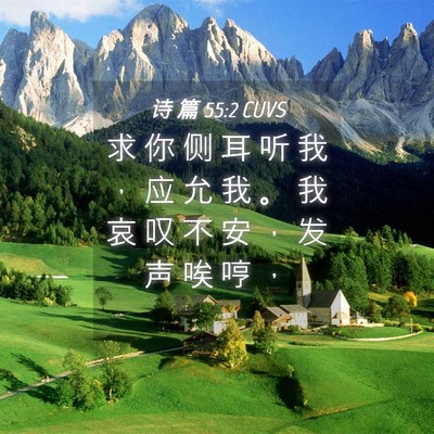 Picture 04 - 诗 篇 55:2 CUVS - 求 你 侧 耳 听 我 ， 应 允 我 。 我 - Bible Verse Picture