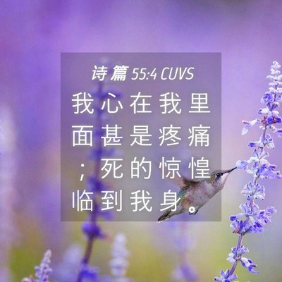 Picture 04 - 诗 篇 55:4 CUVS - 我 心 在 我 里 面 甚 是 疼 痛 ； 死 - Bible Verse Picture