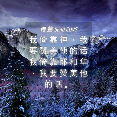 Picture 04 - 诗 篇 56:10 CUVS - 我 倚 靠 神 ， 我 要 赞 美 他 的 话 - Bible Verse Picture