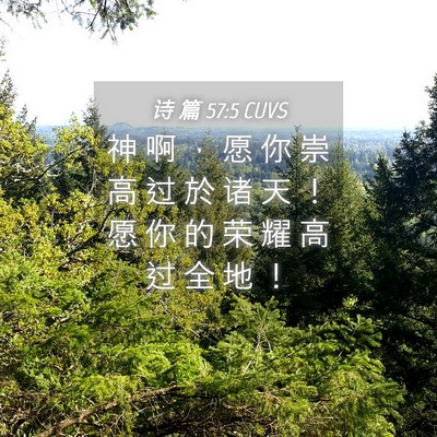 Picture 04 - 诗 篇 57:5 CUVS - 神 啊 ， 愿 你 崇 高 过 於 诸 天 ！ - Bible Verse Picture