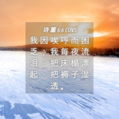 Picture 04 - 诗 篇 6:6 CUVS - 我 因 唉 哼 而 困 乏 ； 我 每 夜 流 - Bible Verse Picture