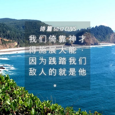 Picture 04 - 诗 篇 60:12 CUVS - 我 们 倚 靠 神 才 得 施 展 大 能 ， - Bible Verse Picture