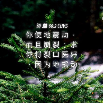 Picture 04 - 诗 篇 60:2 CUVS - 你 使 地 震 动 ， 而 且 崩 裂 ； 求 - Bible Verse Picture