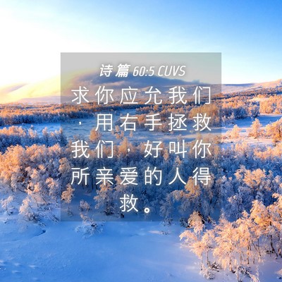 Picture 04 - 诗 篇 60:5 CUVS - 求 你 应 允 我 们 ， 用 右 手 拯 救 - Bible Verse Picture