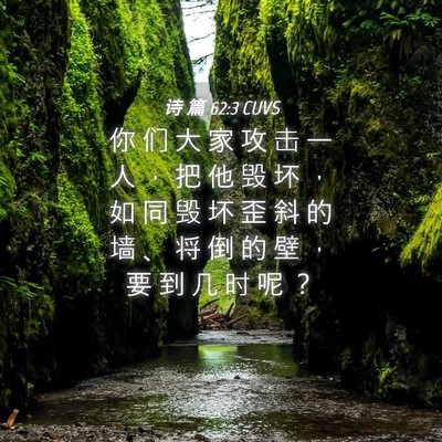 Picture 04 - 诗 篇 62:3 CUVS - 你 们 大 家 攻 击 一 人 ， 把 他 毁 - Bible Verse Picture