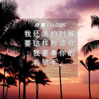 Picture 04 - 诗 篇 63:4 CUVS - 我 还 活 的 时 候 要 这 样 称 颂 你 - Bible Verse Picture