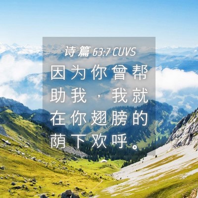Picture 04 - 诗 篇 63:7 CUVS - 因 为 你 曾 帮 助 我 ， 我 就 在 你 - Bible Verse Picture