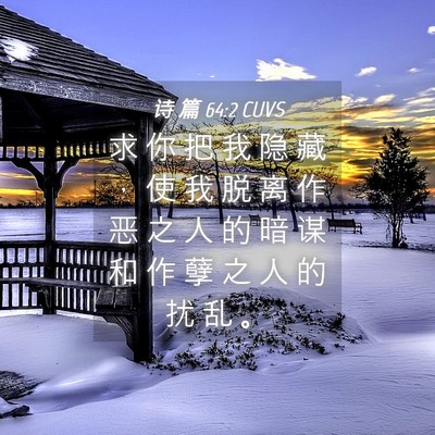 Picture 04 - 诗 篇 64:2 CUVS - 求 你 把 我 隐 藏 ， 使 我 脱 离 作 - Bible Verse Picture