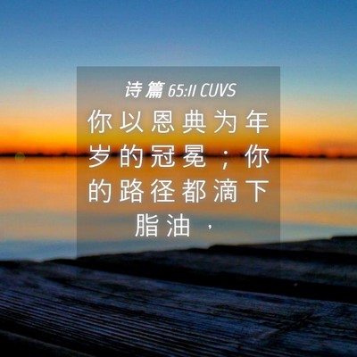 Picture 04 - 诗 篇 65:11 CUVS - 你 以 恩 典 为 年 岁 的 冠 冕 ； 你 - Bible Verse Picture