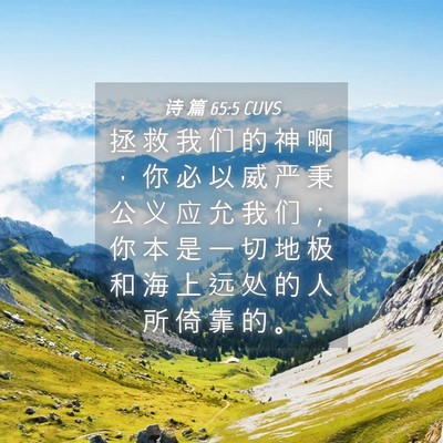 Picture 04 - 诗 篇 65:5 CUVS - 拯 救 我 们 的 神 啊 ， 你 必 以 威 - Bible Verse Picture