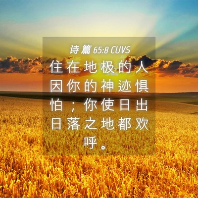 Picture 04 - 诗 篇 65:8 CUVS - 住 在 地 极 的 人 因 你 的 神 迹 惧 - Bible Verse Picture