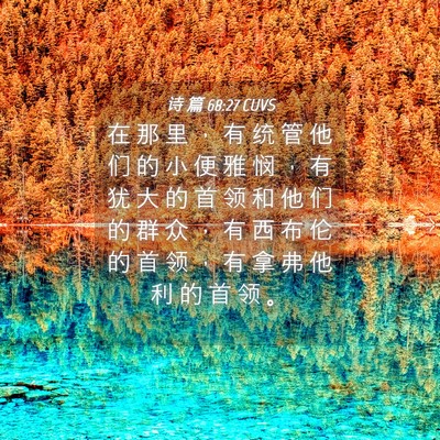 Picture 04 - 诗 篇 68:27 CUVS - 在 那 里 ， 有 统 管 他 们 的 小 便 - Bible Verse Picture