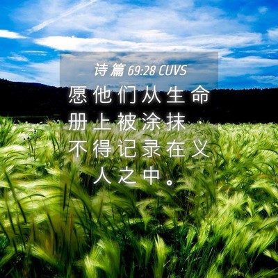 Picture 04 - 诗 篇 69:28 CUVS - 愿 他 们 从 生 命 册 上 被 涂 抹 ， - Bible Verse Picture