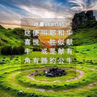 Picture 04 - 诗 篇 69:31 CUVS - 这 便 叫 耶 和 华 喜 悦 ， 胜 似 献 - Bible Verse Picture