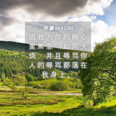 Picture 04 - 诗 篇 69:9 CUVS - 因 我 为 你 的 殿 心 里 焦 急 ， 如 - Bible Verse Picture