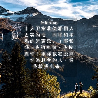 Picture 04 - 诗 篇 7:1 CUVS - （ 大 卫 指 着 便 雅 悯 人 古 实 的 - Bible Verse Picture