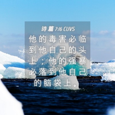 Picture 04 - 诗 篇 7:16 CUVS - 他 的 毒 害 必 临 到 他 自 己 的 头 - Bible Verse Picture