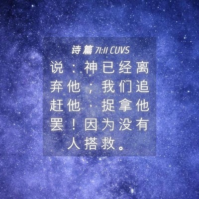 Picture 04 - 诗 篇 71:11 CUVS - 说 ： 神 已 经 离 弃 他 ； 我 们 追 - Bible Verse Picture
