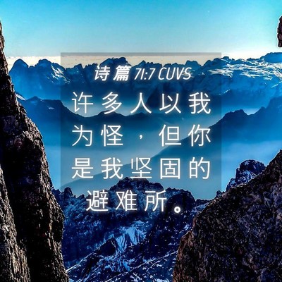 Picture 04 - 诗 篇 71:7 CUVS - 许 多 人 以 我 为 怪 ， 但 你 是 我 - Bible Verse Picture