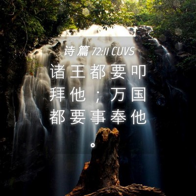 Picture 04 - 诗 篇 72:11 CUVS - 诸 王 都 要 叩 拜 他 ； 万 国 都 要 - Bible Verse Picture