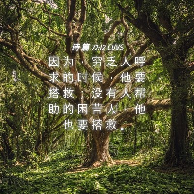 Picture 04 - 诗 篇 72:12 CUVS - 因 为 ， 穷 乏 人 呼 求 的 时 候 ， - Bible Verse Picture
