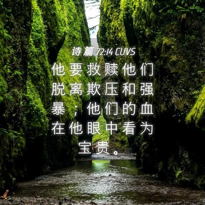 Picture 04 - 诗 篇 72:14 CUVS - 他 要 救 赎 他 们 脱 离 欺 压 和 强 - Bible Verse Picture