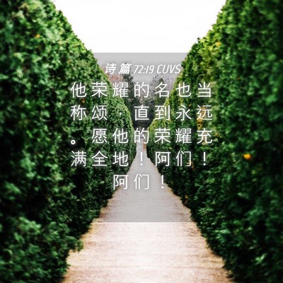 Picture 04 - 诗 篇 72:19 CUVS - 他 荣 耀 的 名 也 当 称 颂 ， 直 到 - Bible Verse Picture