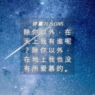 Picture 04 - 诗 篇 73:25 CUVS - 除 你 以 外 ， 在 天 上 我 有 谁 呢 - Bible Verse Picture