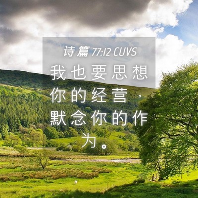 Picture 04 - 诗 篇 77:12 CUVS - 我 也 要 思 想 你 的 经 营 ， 默 念 - Bible Verse Picture