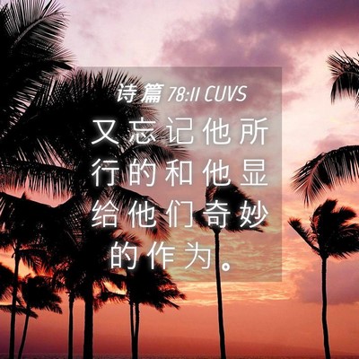 Picture 04 - 诗 篇 78:11 CUVS - 又 忘 记 他 所 行 的 和 他 显 给 他 - Bible Verse Picture