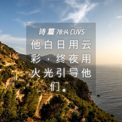 Picture 04 - 诗 篇 78:14 CUVS - 他 白 日 用 云 彩 ， 终 夜 用 火 光 - Bible Verse Picture
