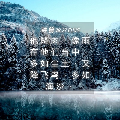 Picture 04 - 诗 篇 78:27 CUVS - 他 降 肉 ， 像 雨 在 他 们 当 中 ， - Bible Verse Picture