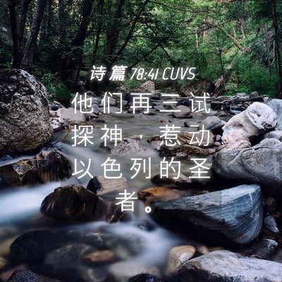 Picture 04 - 诗 篇 78:41 CUVS - 他 们 再 三 试 探 神 ， 惹 动 以 色 - Bible Verse Picture