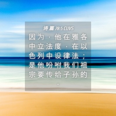 Picture 04 - 诗 篇 78:5 CUVS - 因 为 ， 他 在 雅 各 中 立 法 度 ， - Bible Verse Picture