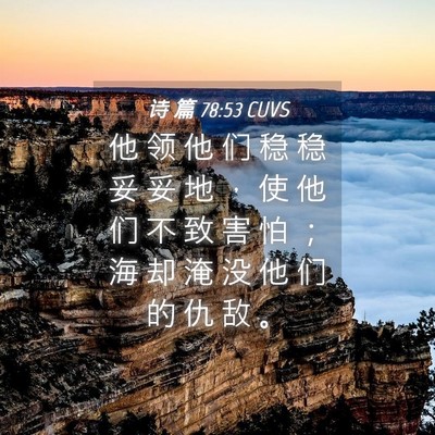 Picture 04 - 诗 篇 78:53 CUVS - 他 领 他 们 稳 稳 妥 妥 地 ， 使 他 - Bible Verse Picture