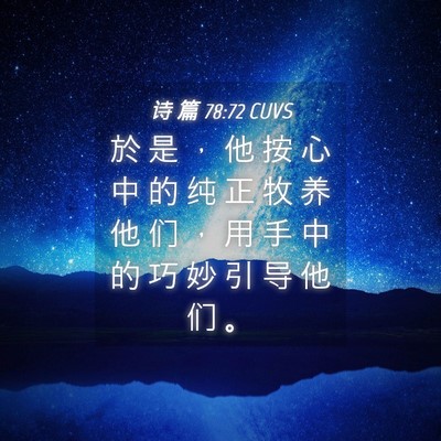 Picture 04 - 诗 篇 78:72 CUVS - 於 是 ， 他 按 心 中 的 纯 正 牧 养 - Bible Verse Picture