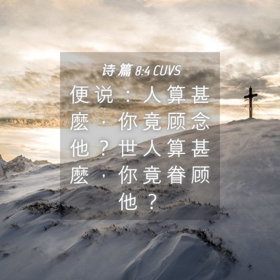 Picture 04 - 诗 篇 8:4 CUVS - 便 说 ： 人 算 甚 麽 ， 你 竟 顾 念 - Bible Verse Picture