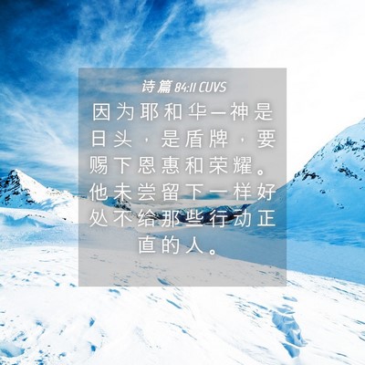 Picture 04 - 诗 篇 84:11 CUVS - 因 为 耶 和 华 ─ 神 是 日 头 ， 是 - Bible Verse Picture