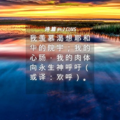 Picture 04 - 诗 篇 84:2 CUVS - 我 羡 慕 渴 想 耶 和 华 的 院 宇 ； - Bible Verse Picture