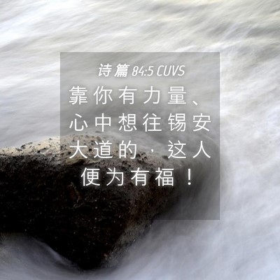 Picture 04 - 诗 篇 84:5 CUVS - 靠 你 有 力 量 、 心 中 想 往 锡 安 - Bible Verse Picture
