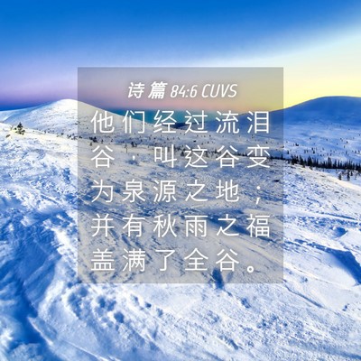 Picture 04 - 诗 篇 84:6 CUVS - 他 们 经 过 流 泪 谷 ， 叫 这 谷 变 - Bible Verse Picture