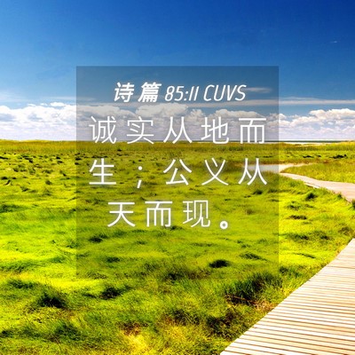 Picture 04 - 诗 篇 85:11 CUVS - 诚 实 从 地 而 生 ； 公 义 从 天 而 - Bible Verse Picture