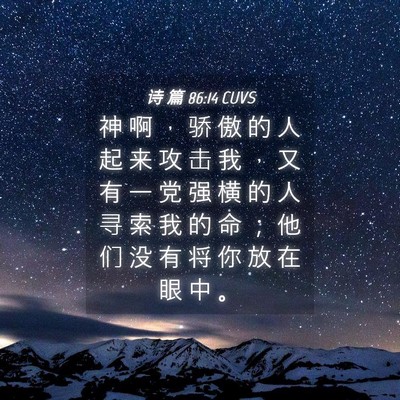 Picture 04 - 诗 篇 86:14 CUVS - 神 啊 ， 骄 傲 的 人 起 来 攻 击 我 - Bible Verse Picture