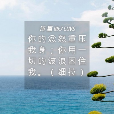 Picture 04 - 诗 篇 88:7 CUVS - 你 的 忿 怒 重 压 我 身 ； 你 用 一 - Bible Verse Picture