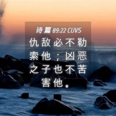 Picture 04 - 诗 篇 89:22 CUVS - 仇 敌 必 不 勒 索 他 ； 凶 恶 之 子 - Bible Verse Picture